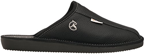 ESTRO Zapatillas De Casa Hombre Invierno Piel De Carnero Pantuflas Casa Hombre Lana Suela De Memoria Frost (Negro Lana, 43)