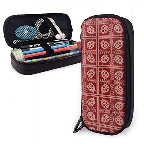 Estuche de lápices Enrejado Estuche de lápices Estuche de lápices Estuche de lápices Papelería Organizador Bolsa de maquillaje cosmético Doble cremallera Cuero