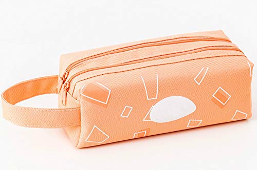 Estuche De Lápices Geométrico Simple De Gran Capacidad Con Cremallera Multifuncional Bolsa De Papelería Portátil De Doble Capa 19.5 * 7.5 * 7.5cm Rosado