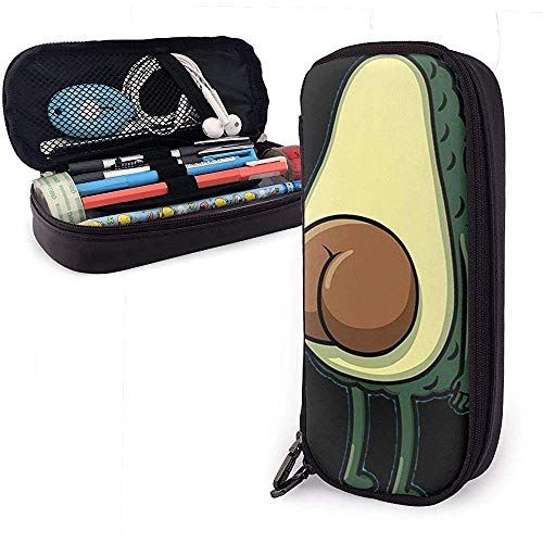 Estuche de lápiz de cuero de PU con hueso de aguacate, Bolígrafo de gran capacidad, Organizadores de papelería duraderos Cremallera doble 4 cm x 9 cm x 20 cm