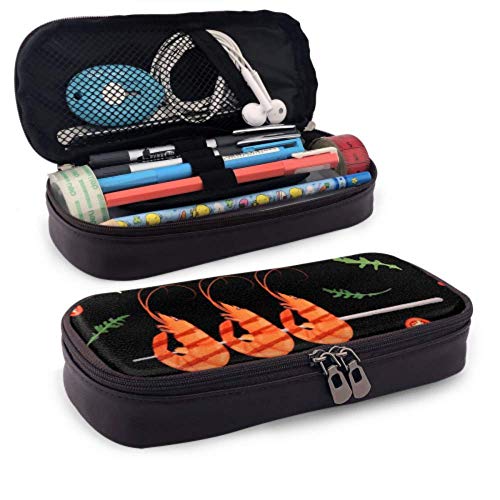 Estuche para lápices - Brochetas de camarones a la parrilla Tasty Fresh Cocido Estuche para lápices de alta capacidad Organizador de papelería Bolsa de maquillaje de viaje multifunción, Estuche para