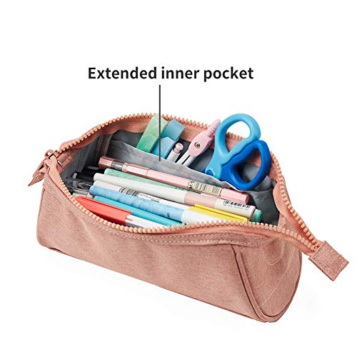 Estuche para lápices de Kalidi, gran capacidad, bolsa para lápices de escuela, papelería, maquillaje con asa para estudiantes, universidad, suministros de escuela media y oficina (Rosa)