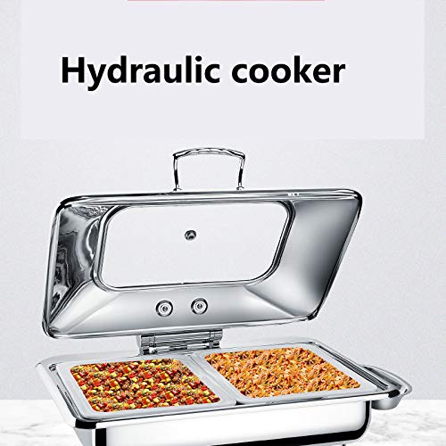 Estufa de comedor hidráulica de autoservicio de acero inoxidable - control inteligente del calor - eje de amortiguación hidráulica - medio volteo visible - calefacción eléctrica integrada - bandeja