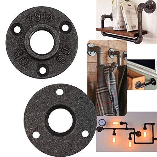 eSynic 10 pcs Montaje de Tubería 3/4'' BSP Estante de Pared de Soporte de Tubería Metálica 10 Bridas de Tubería de Fundición Maleable para 69mm con 3 Orificios Decoración Estilo Industrial Vintage