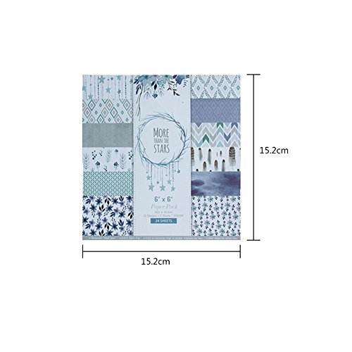 Eternitry 24 unids Scrapbook Background Paper Single-Sided Landscap Pluma de la Hoja Patrón de Papel Plegable Álbum de Fotos DIY Niños Adultos Scrapbooking Craft Card 6"x 6" Pulgadas