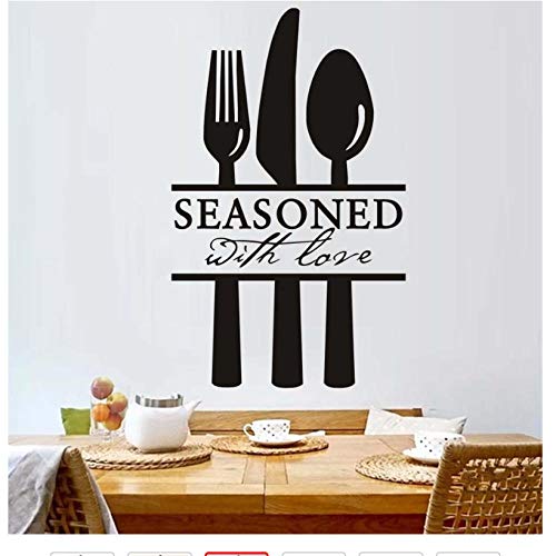 Etiqueta De La Pared Aderezado Con El Tenedor Lore Cuchillo Cuchara Diy Tatuajes De Pared, Negro Patrón Vinilo Arte Etiqueta, Cantina Restaurante Cantina