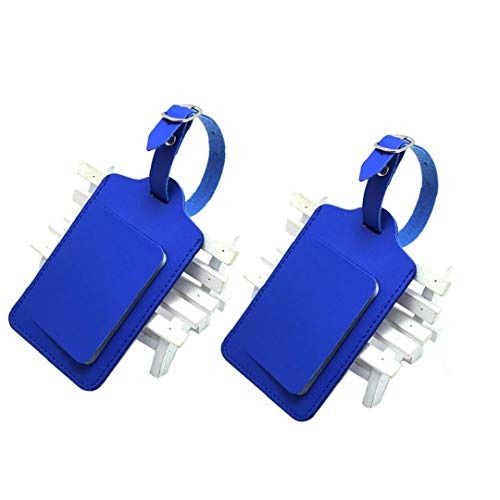 Etiquetas De Equipaje PU Durable Maleta De Cuero Etiquetas De Identificación Nombre De Etiquetas De Dirección Etiquetas De Equipaje con Correa 1 Pieza Azul