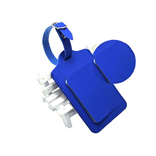 Etiquetas De Equipaje PU Durable Maleta De Cuero Etiquetas De Identificación Nombre De Etiquetas De Dirección Etiquetas De Equipaje con Correa 1 Pieza Azul