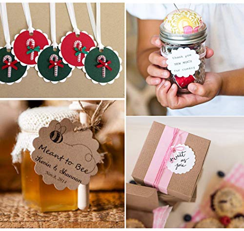 Etiquetas Kraft Redondas, 300 Piezas Etiqueta Regalo de Papel, Etiquetas Colgantes Carton, Handmade Tags Etiquetas, Tarjetas Vintage con 20 Metros de Cuerda para Tienda Bodas Cumpleaños y Navidad