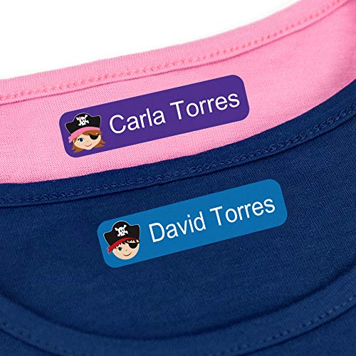 Etiquetas para ropa personalizadas con 1 línea de texto para marcar todas las prendas de los niños para el cole o la guardería (48)