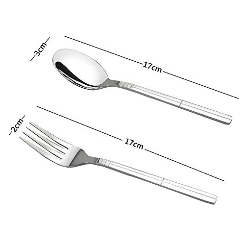Eudokky Juego de Tenedores de Postre y Cucharas de Postre, Acero Inoxidable, 12 Piezas, Servicio de Postre