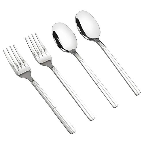Eudokky Juego de Tenedores de Postre y Cucharas de Postre, Acero Inoxidable, 12 Piezas, Servicio de Postre