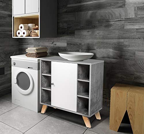 EUGAD Mueble de Baño Armario Bajo Lavabo Mueble para Debajo de Lavabo Mueble Lavabo de Baño Almacenamiento con Puerta 60 x 30 x 62 cm 0119WY