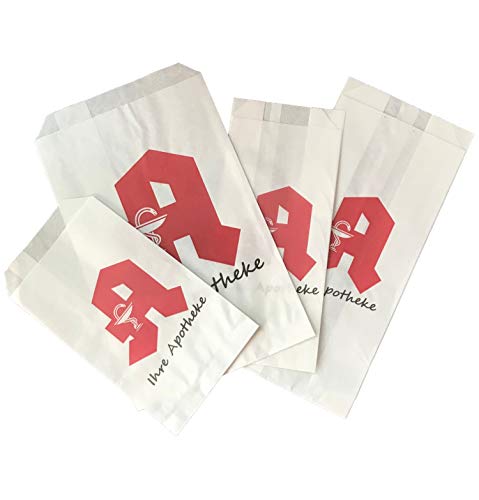 Euro Pack Wrapping Solutions evvs 1000 con Logo Impresa y Bolsas de Papel 100% Reciclado Farmacia identificadas 12 cm x 21,5 cm