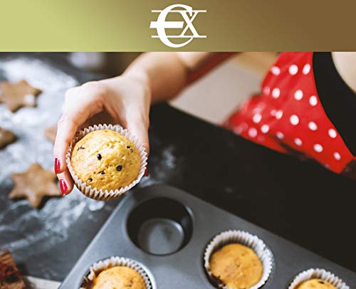 EUROXANTY® Moldes de Horno para 12 Magdalenas y Muffins | Acero al Carbono con Recubrimiento Antiadherente Fácil Limpieza (12 Redondo x2)