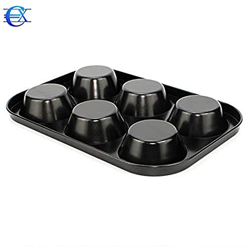 EUROXANTY®- Set de 2 Molde para Magdalenas y Muffins, Acero al Carbono con Recubrimiento Antiadherente Molde Horno (6 Redondo)
