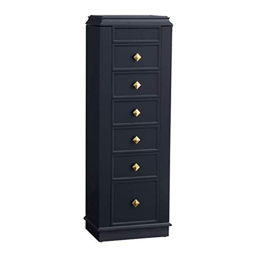 EVEN Cofre de gabinete de Armario de joyería Grande Retro con 6 cajones, 2 Puertas batientes Laterales con 16 Ganchos para Collar