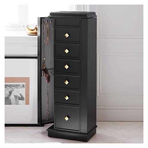 EVEN Cofre de gabinete de Armario de joyería Grande Retro con 6 cajones, 2 Puertas batientes Laterales con 16 Ganchos para Collar