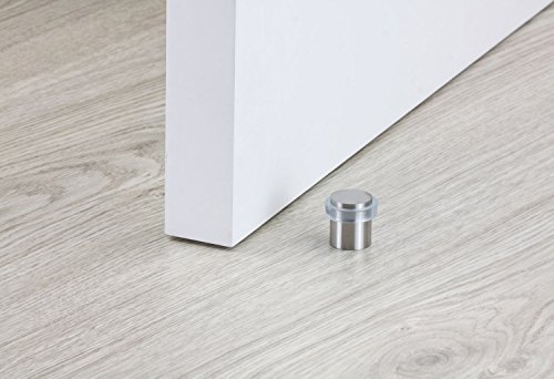 EVI Herrajes 040181T2UAM Pack de 2 topes de puerta (acero inoxidable), Transparente Mate, 20x25mm