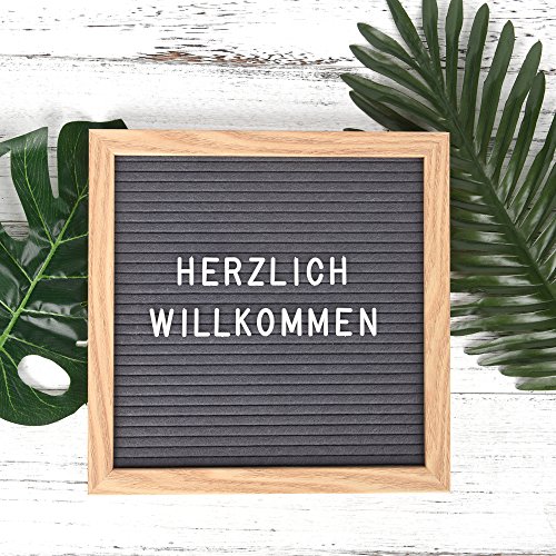 ewtshop Letter Board de madera y fieltro – Letras pizarra con 170 letras blancas y números – Diseño retro