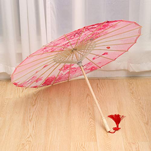 EXCEART Sombrilla de Papel Paraguas de Papel de Aceite Estilo Chino Decorativo Fiesta Retro Fotografía de Rendimiento Accesorios de Vestuario Cosplay (Rosa)