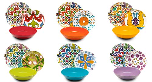 Excelsa Lisbona 62492 Servicio de platos de 18 piezas, porcelana y cerámica, multicolor