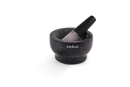 Excelsa Pesto Mortero con mazo, granito, negro