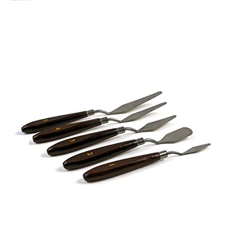EXERZ Cuchillos De Paleta, 5 Piezas De Acero Inoxidable. Espátula/Raspador. Suministros De Arte, Accesorios Para Pintura Al Óleo Y Acrílica, Mezcla De Colores Para Verter Arte