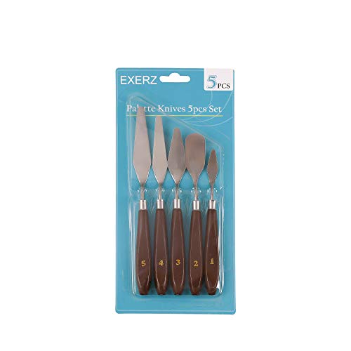 EXERZ Cuchillos De Paleta, 5 Piezas De Acero Inoxidable. Espátula/Raspador. Suministros De Arte, Accesorios Para Pintura Al Óleo Y Acrílica, Mezcla De Colores Para Verter Arte