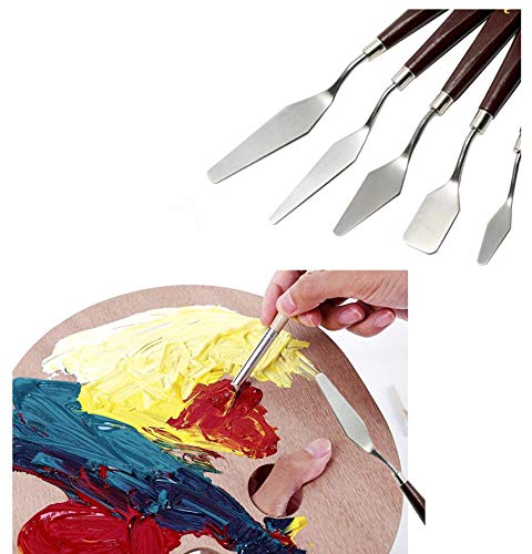EXERZ Cuchillos De Paleta, 5 Piezas De Acero Inoxidable. Espátula/Raspador. Suministros De Arte, Accesorios Para Pintura Al Óleo Y Acrílica, Mezcla De Colores Para Verter Arte