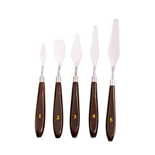 EXERZ Cuchillos De Paleta, 5 Piezas De Acero Inoxidable. Espátula/Raspador. Suministros De Arte, Accesorios Para Pintura Al Óleo Y Acrílica, Mezcla De Colores Para Verter Arte