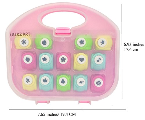 Exerz Perforadores para Arte y Manualidades 14 Piezas hágalo Usted Mismo – Viene con Estuche de Almacenamiento (Rosa, 14 Piezas)