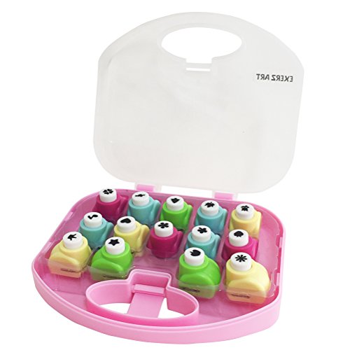 Exerz Perforadores para Arte y Manualidades 14 Piezas hágalo Usted Mismo – Viene con Estuche de Almacenamiento (Rosa, 14 Piezas)