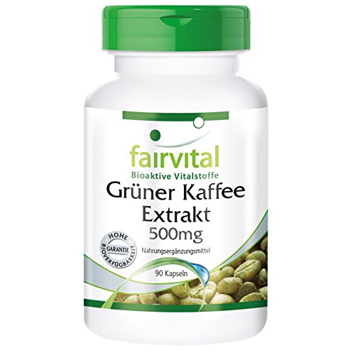 Extracto de Café Verde 500mg - VEGANO - Dosis elevada - 45% de Ácido clorogénico - 90 Cápsulas - Calidad Alemana