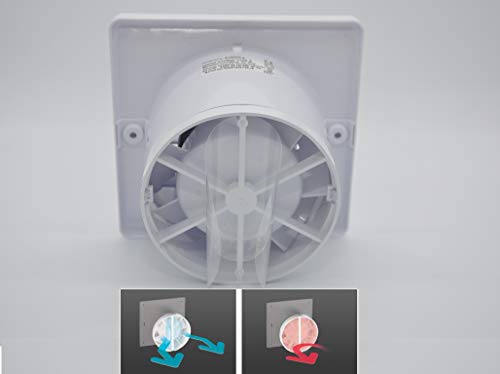 Extractor universal con válvula antirretorno de 100 mm/10 cm de diámetro para baño y cocina, bajo consumo de energía 8 W, funcionamiento silencioso 26 dB y alta eficiencia 93 m3/h. Systerm Energy.