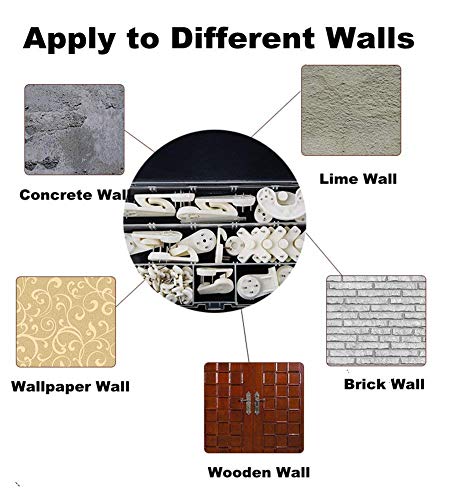 eZAKKA Ganchos de Pared Plásticos, Cuelga Fácil, Percheros Transparente Soporte Para Colgar Cuadros, Marcos de Fotos, Espejos Blanco Pack de 47 Piezas
