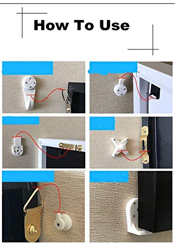 eZAKKA Ganchos de Pared Plásticos, Cuelga Fácil, Percheros Transparente Soporte Para Colgar Cuadros, Marcos de Fotos, Espejos Blanco Pack de 47 Piezas