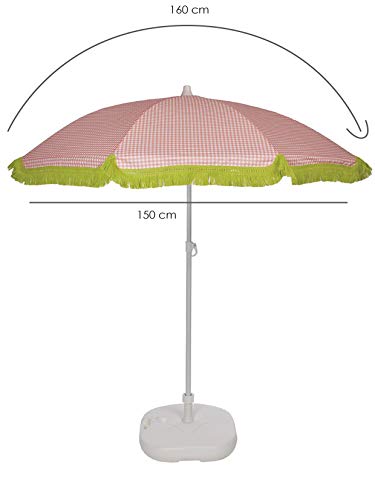 EZPELETA Sombrilla de Playa. Parasol de Playa. Ligero y Plegable de Acero. Paraguas Sol. Protección Solar UPF 50+. Diámetro 150cm. Estampado Flores/Cuadros/Rayas. Incluye Funda/Bolsa. - Rayas-Coral