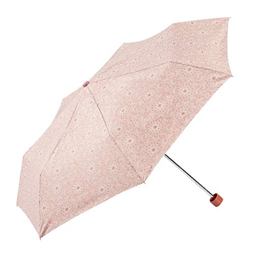 EZPELETA Sombrilla y Paraguas Plegable de Mujer. Manual con puño Recto. Protección Solar UPF 50+. Antiviento. Estampado Flores - Naranja