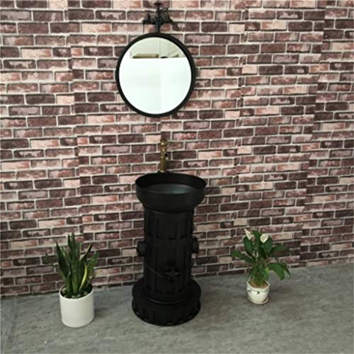 F-HOME Lavabo, Inicio Lavabo Industrial Vintage De Hierro Bar Exterior Cafetería Aseo Lavabo Personalizado (Color : Negro)
