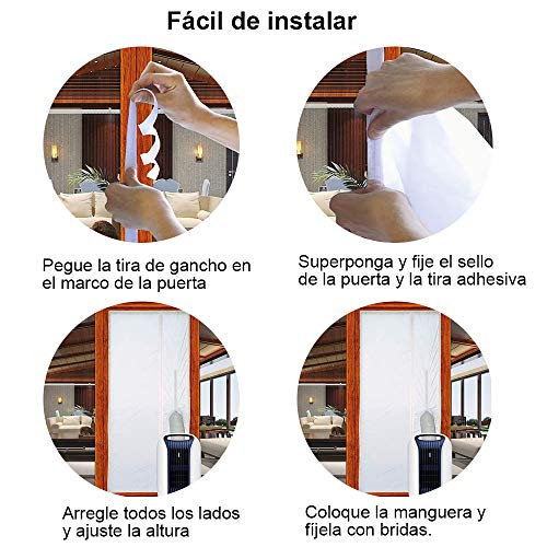 Fabur 210 * 90CM Cubierta Aislante para Puertas de Tela para Aparatos De Secadoras, Tela de Aislamiento para Aire Acondicionado Portátil Sello De Tela Evita La Entrada de Mosquitos