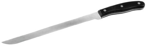 Fackelmann Nirosta Jamonero 33cm, Cuchillo para Cortar jamón 39cm, Plástico Pom/Acero, Negro e Inoxidable