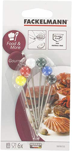 Fackelmann Pincho Carne marisco embutido Queso fritos para pinchar Tapa Aperitivo en Acero Inoxidable con pomo plástico Colores 7,3x1cm, 6uds, Metal, Surtido en Azul,Rojo,Verde,Amarillo,Blanco y Negro