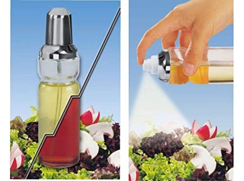 Fackelmann Pulverizador Vinagre, aliñar ensaladas, pulverizar viangre, Spray para Aceite, Transparente y metálico, 19,5 x 4,8 cm