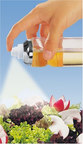 Fackelmann Pulverizador Vinagre, aliñar ensaladas, pulverizar viangre, Spray para Aceite, Transparente y metálico, 19,5 x 4,8 cm