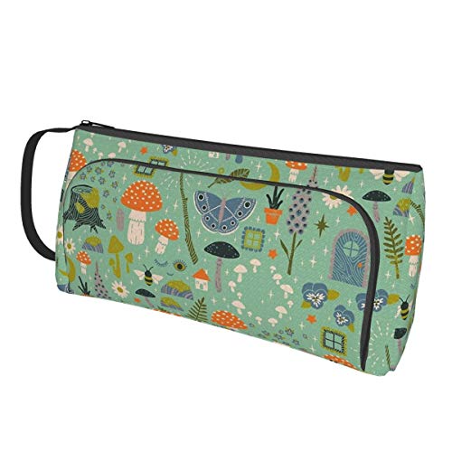 Fairy Garden Bolsa de almacenamiento de lona de gran capacidad para bolígrafos, estuche de papelería simple para estudiantes, adolescentes, adultos, oficina, mujeres
