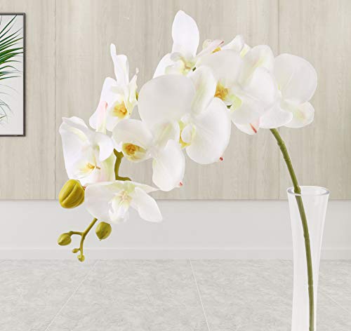 Famibay Blanca Flores Artificial Orquideas Rama de Orquídeas Boda Flores Decorativa Interior 2PCS