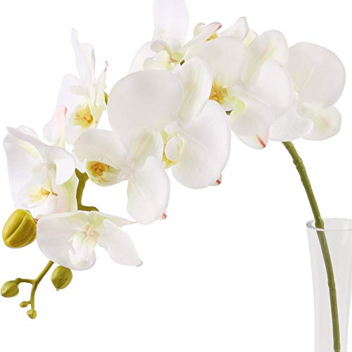 Famibay Blanca Flores Artificial Orquideas Rama de Orquídeas Boda Flores Decorativa Interior 2PCS