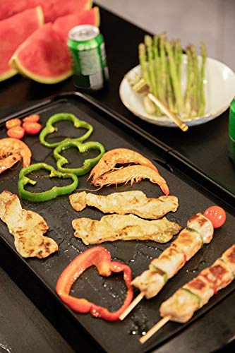 Family Care Plancha de Cocina Eléctrica para Asar todo Tipo de Alimentos de Manera Sana y Fácil. Potencia de 2000 W y Superficie de Cocción de 1250 cm2. Dimensiones: 48x26 cm