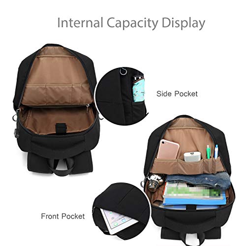 FANDARE Mochila para portátiles, 15.6 Pulgadas Mochila USB Mochila de Portátil Bolso, Impermeable Bolsa Viajes para Colegio Viaje Negocios, Hombre/Mujer, Impermeable Poliéster Gris